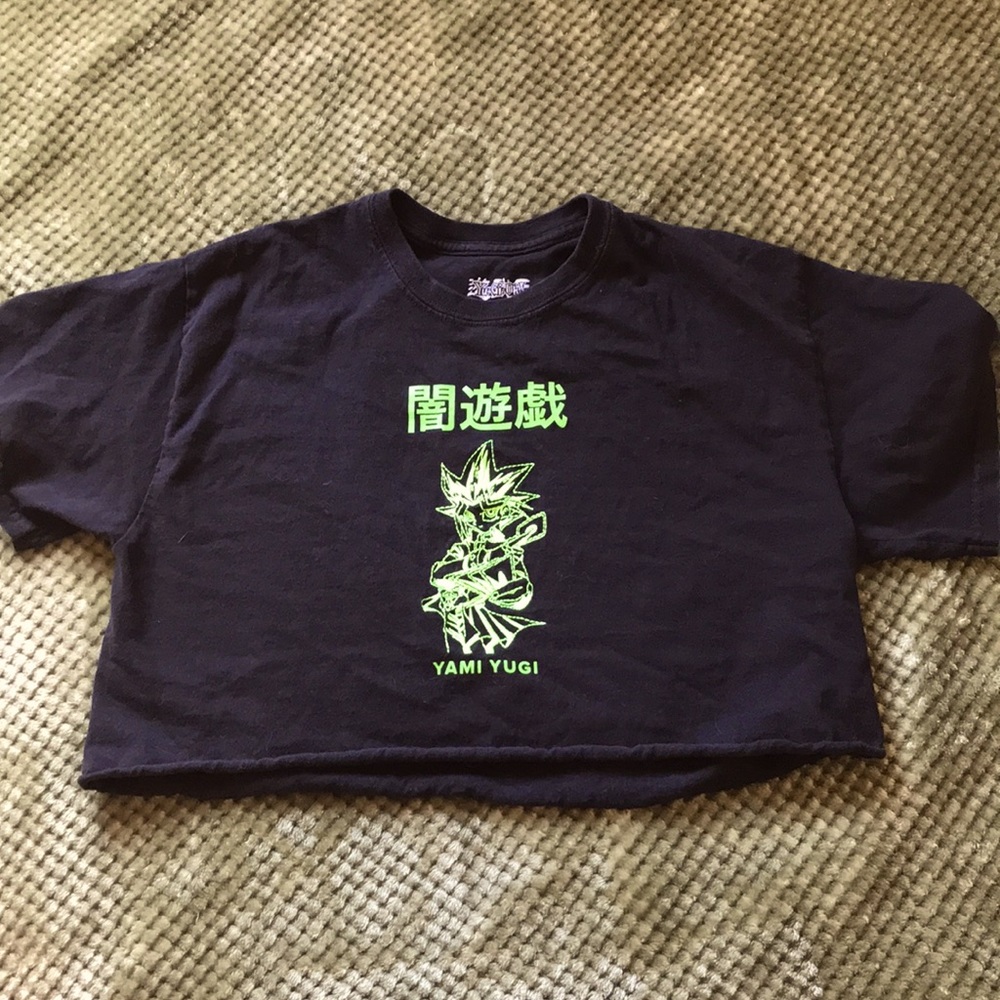 YU-GI-OH Neon crop top with Japanese lettering